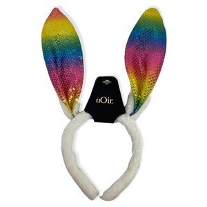 NWT Nordstrom Noir Bunny Ear Headband Sequin Stripe New‎ With Tags Fluffy NEW